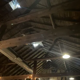 The high ceiling and well lit dormers.