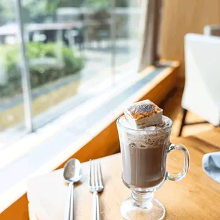 Flaming Hot Chocolate: Kahula, cocoa, steamed milk, whipped cream, torched house-made marshmallow with grand marnier