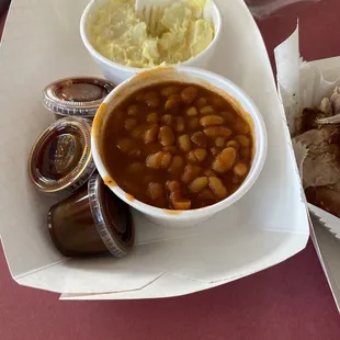 Baked beans and potato salad