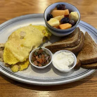 Omelet santiago and small fruit with toasts Best breakfast in the area and very friendly team.