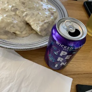 Beer and biscuits with gravy. Then a nap.