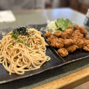 Combination Plate Lunch - Chicken Karaage and Wafu Spaghetti