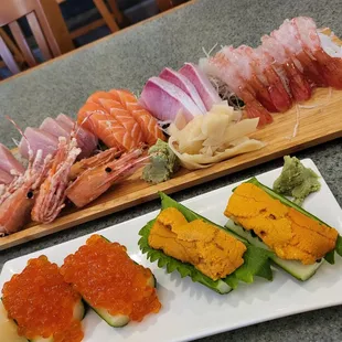 a variety of sushi on a platter