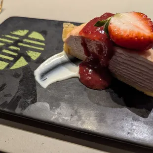 Ichigo crepe cake to top off an amazing meal