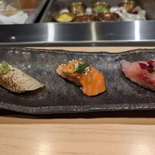 Flight 2 - Madai (red snapper),  Masunosuke (king salmon), Isaki (chicken grunt)