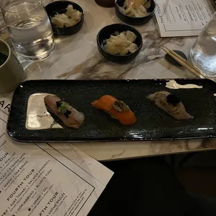 Second tour - left to right : amberjack, king salmon, flounder