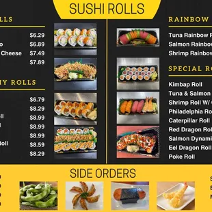 Sushi Rolls Menu