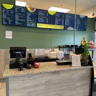 the counter and menus