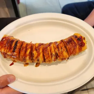a person holding a plate of food