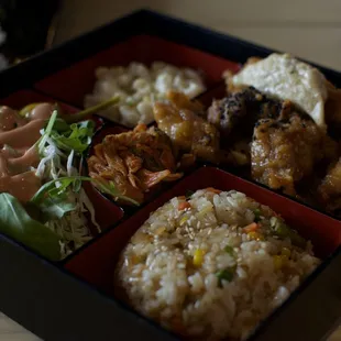 sweet and spicy chicken box, came with Mac salad (not typical that it comes with this but the chef hooked it up)