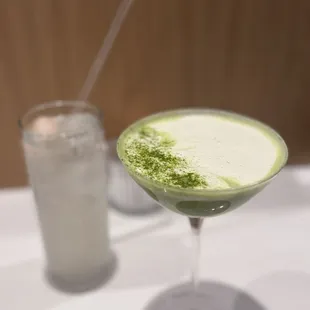 Matcha martini and lychee soda