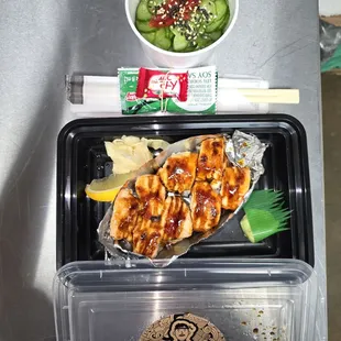 Salmon Bake Sushi and Pickled Cucumbers