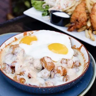 two plates of food on a table