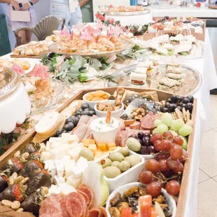 Charcuterie boards, chicken salad sandwiches
