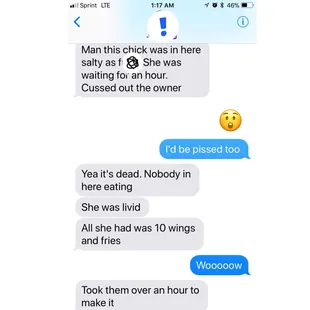 a text message sent by a customer