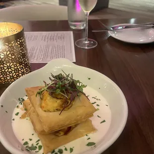 Lobster Appetizer with puffed pastry so good