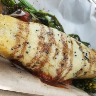 Savory crepe stuffed with asparagus