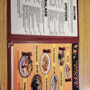 the menu of the restaurant
