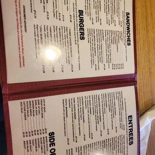 menus on the wall of the restaurant