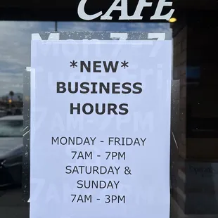 New hours