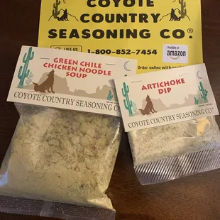 Green Chile Chicken Noodle Soup Mix/Artichoke Dip from Coyote Country Seasoning Co.