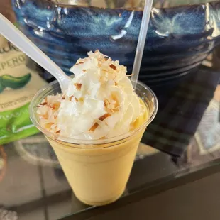 Mango banana coconut smoothie - YUM!