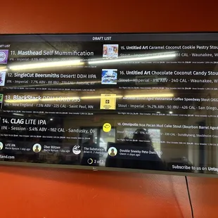 a menu on the wall of a restaurant