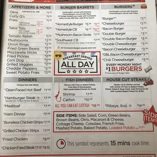 the price of the menu