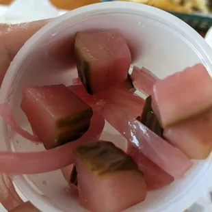 Pickled onions, pickles