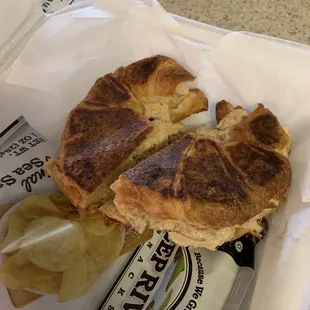 Chicken salad on croissant.