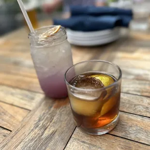 two drinks on a table