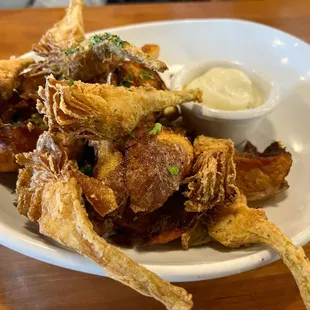 Fried artichokes and Yukon potatoes