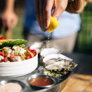 West Coast Oysters
Preserved lemon mignonette, cocktail sauce Market Ceviche Aguachile, cucumber, fresno chili, hass avocado, pico de gallo