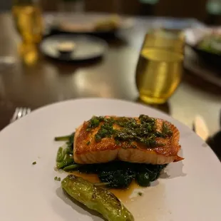 Salmon with shishito pepper