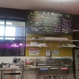 a menu on the wall