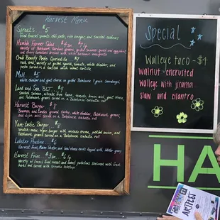 Picture of the menu at Artfest Sept. 2019