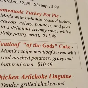 Famous for their meatloaf.