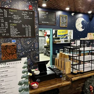 Front counter with menus.