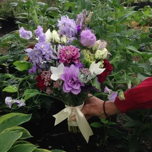 Bridal bouquet with fragrant sweet peas