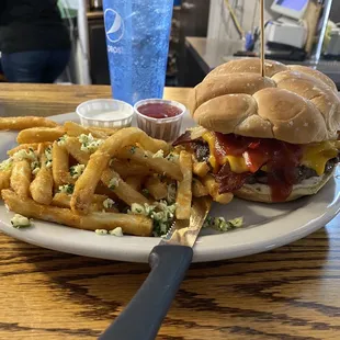 The Dinah Burger and garlic fries