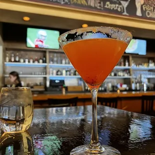 This is the Queen of Berries ... I have never had a sugar rim like this. I'm tempted to lick the glass. I won't, but I'm tempted.