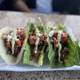 One corn an two lettuce Greek Tacos