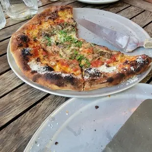 a half eaten pizza