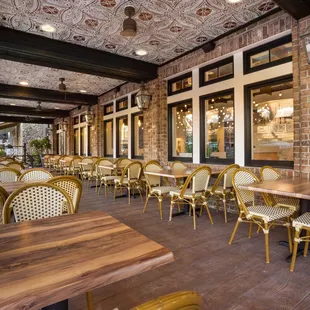 tables and chairs outside