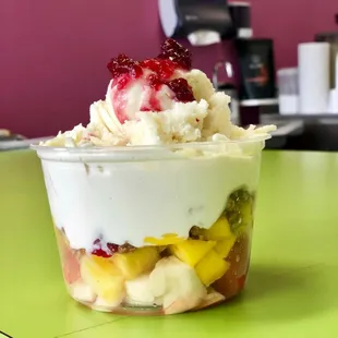 a yogurt filled with fruit
