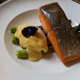 Salmon, Asparagus, Poached egg ( on brunch menu )