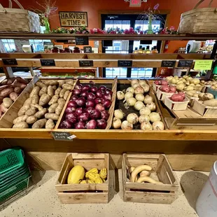Yams, potatoes, onions, etc.