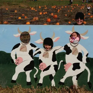 In front of the pumpkin patch.