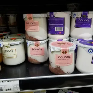 Yogurt in glass containers