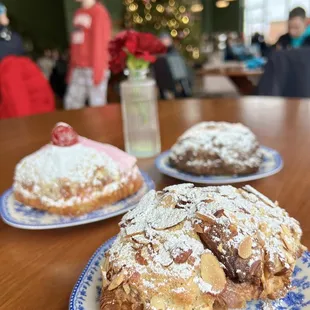 almond, raspberry, and peppermint mocha croissants